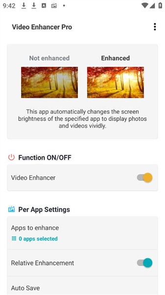屏幕亮度自动调节(Video Enhancer Pro)